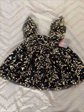 Modern Moments x WICKED Girls' Black and Gold Party Dress